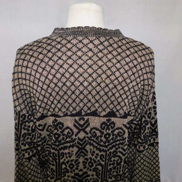 Vintage Separate Scene Womens L Black Gold Metallic Pullover Knit Sweater Retro - Picture 11 of 16